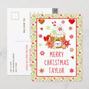 Cartes Pour Fêtes Annuelles Cookies et Cocoa Vert Joyeux Noël