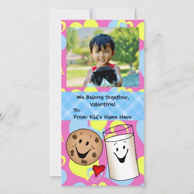 Cartes Pour Fêtes Annuelles Cookies et Lait Ensemble Petits enfants Valentine (Devant)