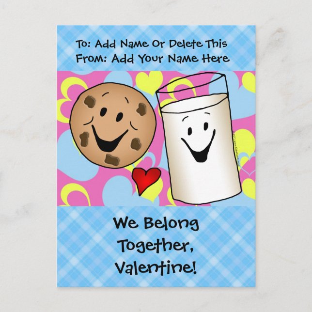 Cartes Pour Fêtes Annuelles Cookies et lait Valentine (Devant)
