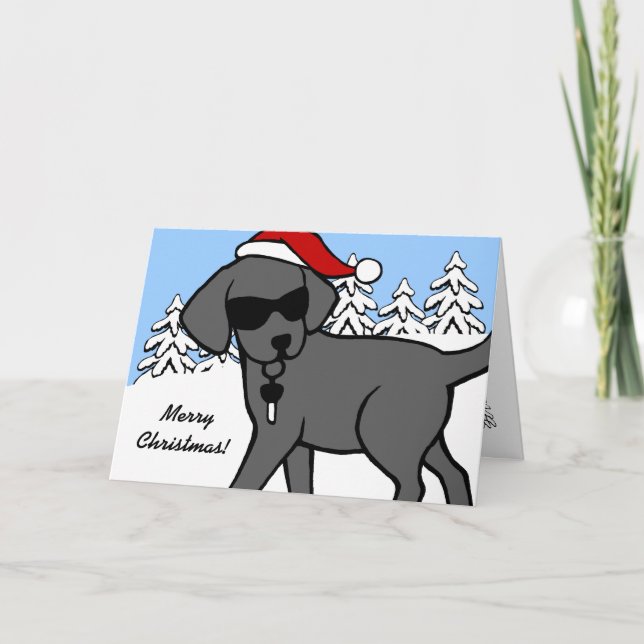 Cartes Pour Fêtes Annuelles Cool Black Labrador Cartoon Noël (Devant)