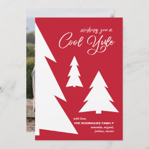 Cartes Pour Fêtes Annuelles Cool blanc rouge moderne Yule Script Trees Photo