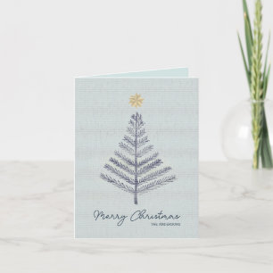 Cartes Pour Fêtes Annuelles Cool Bleu Main Tirée Arbre de Noël Photo