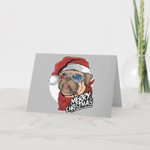 Cartes Pour Fêtes Annuelles Cool Carlin chien Noël