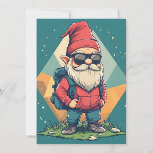 Cartes Pour Fêtes Annuelles Cool Gnome sur une aventure : Illustration amusant