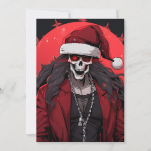 Cartes Pour Fêtes Annuelles Cool Goth Punk Crâne Anime Père Noël Demon