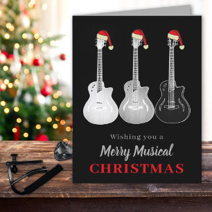 Cartes Pour Fêtes Annuelles Cool Guitare Noël noir et blanc