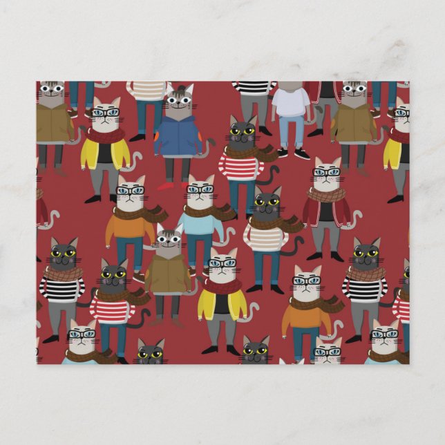 Cartes Pour Fêtes Annuelles Cool Hipster Motif de chat (Devant)