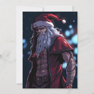 Cartes Pour Fêtes Annuelles Cool Hot Buff Sixpack Badass Santa Claus Anime