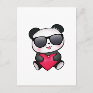 Cartes Pour Fêtes Annuelles Cool Panda Bear Lunettes de soleil Saint Valentin 