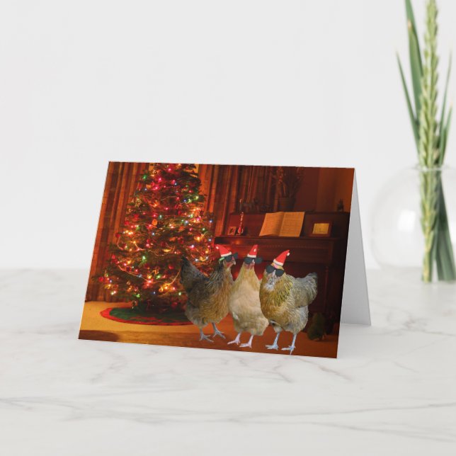 Cartes Pour Fêtes Annuelles Cool Xmas Chickens (Devant)