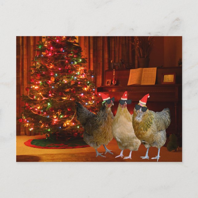 Cartes Pour Fêtes Annuelles Cool Xmas Chickens (Devant)