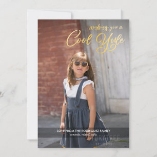 Cartes Pour Fêtes Annuelles Cool Yule Faux Gold Script with Your Photo Holiday