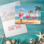 Cartes Pour Fêtes Annuelles Cool Yule Père Noël et Flamants roses Beach Noël<br><div class="desc">Voici notre Cool Yule Père Noël et Flamants roses Beach Christmas Card - un mélange de tradition de vacances et de plaisir tropical! Père Noël et ses amis flamands roses sur une plage de sable fin. Idéal pour répandre la joie des vacances avec une torsion amusante. Salutation intérieure - "Ayez...</div>