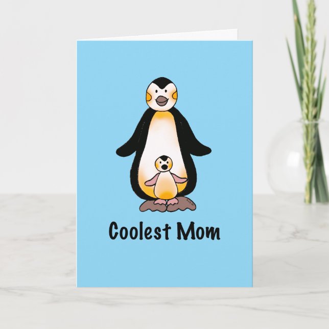 Cartes Pour Fêtes Annuelles Coolest Mom Penguin Family Art (Devant)