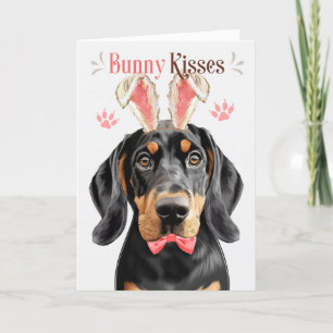 Cartes Pour Fêtes Annuelles Coonhound Tan Noir à Bunny Ears pour Pâques