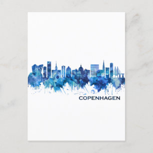 Cartes Pour Fêtes Annuelles Copenhague Danemark Skyline Blue