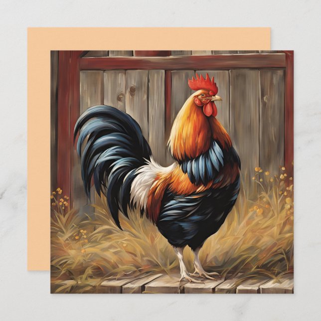 Cartes Pour Fêtes Annuelles Coq de ferme - Majestic Glory (Devant / Derrière)