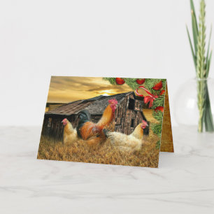 Cartes Pour Fêtes Annuelles Coq de Noël Hen Barn Coop Farm
