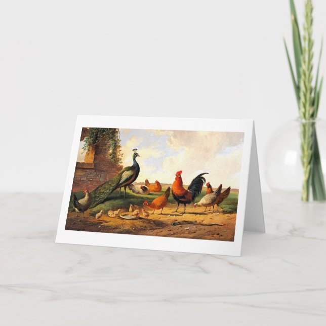 Cartes Pour Fêtes Annuelles Coq et poulets (Devant)