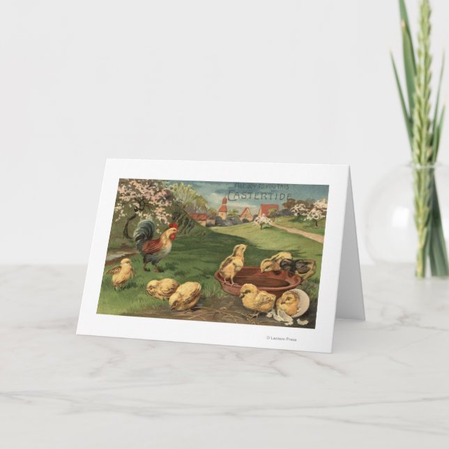 Cartes Pour Fêtes Annuelles Coq et poussins (Devant)