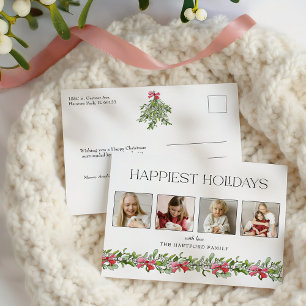 Cartes Pour Fêtes Annuelles Coquette Bow Mistletoe Joyeuses Vacances 4 Photo