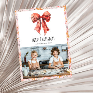 Cartes Pour Fêtes Annuelles Coquette Bow rouge minimaliste photo Noël