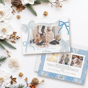 Cartes Pour Fêtes Annuelles Coquette-Core Pale Blue Bows 4 Photos Noël
