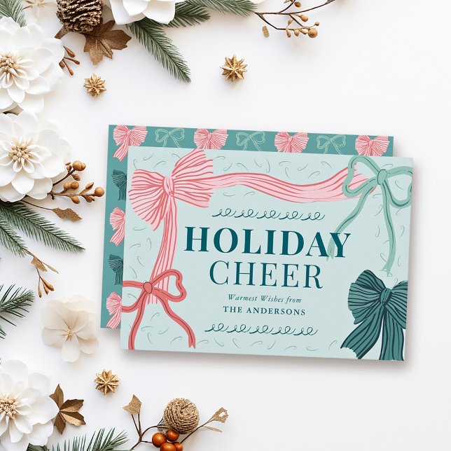 Cartes Pour Fêtes Annuelles Coquette-Core Rouge & Vaches vertes Noël vert (Créateur téléchargé)