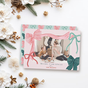 Cartes Pour Fêtes Annuelles Coquette Core Rouge Vert Vaches Rose Noël Photo
