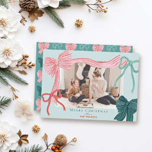 Cartes Pour Fêtes Annuelles Coquette Core Rouge Vert Vaches Vert Noël Photo