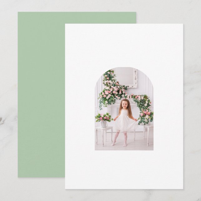 Cartes Pour Fêtes Annuelles Coquette Famille de Noël Photo Pink Green Doodle (Devant / Derrière)