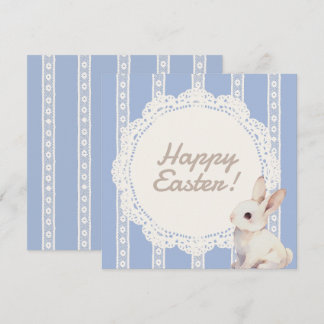 Cartes Pour Fêtes Annuelles Coquette Lace Doily Bunny Blue Flat Holiday Card