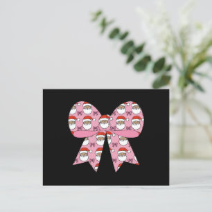 Cartes Pour Fêtes Annuelles Coquette Noël Nœud Rose Père Noël Vintage Rétro 