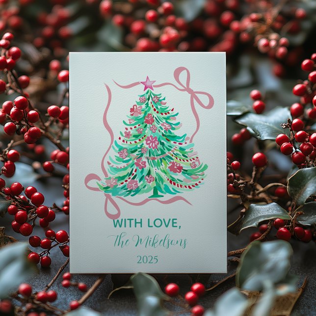 Cartes Pour Fêtes Annuelles Coquette Pink Bow Christmas (Créateur téléchargé)
