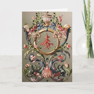CARTES POUR FÊTES ANNUELLES COQUILLAGES, CORAUX, DAUPHINS, SPIRALES FLORALES A