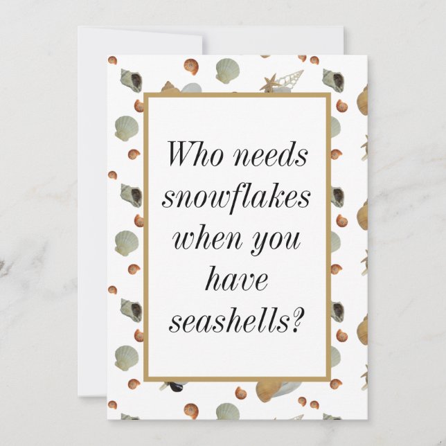 Cartes Pour Fêtes Annuelles Coquillages de mer plage tropicale côtière Noël (Devant)