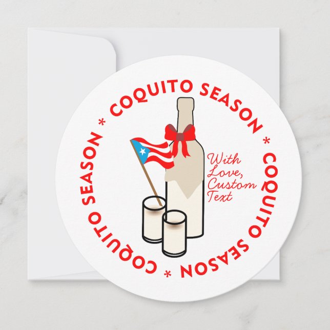 Cartes Pour Fêtes Annuelles Coquito Saison Personnalisé Texte Cercle (Devant)