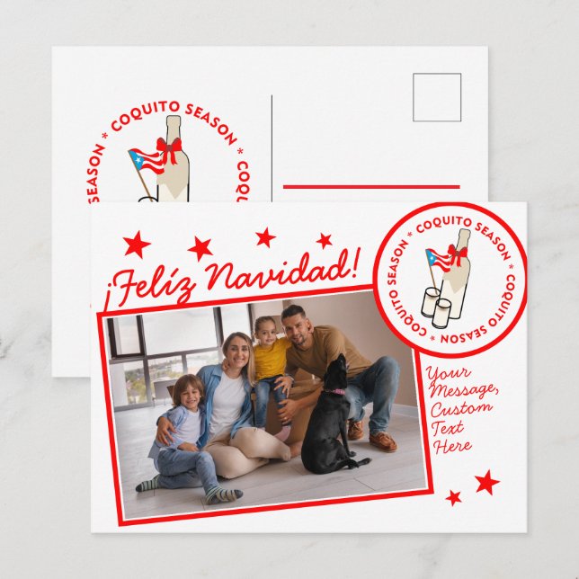 Cartes Pour Fêtes Annuelles Coquito Season Bottle Custom Photo Text (Devant / Derrière)