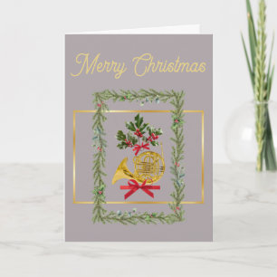 Cartes Pour Fêtes Annuelles Cor d'harmonie élégant Noël Taupe