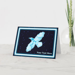 Cartes Pour Fêtes Annuelles Corbeau bleu brillant sur les étoiles