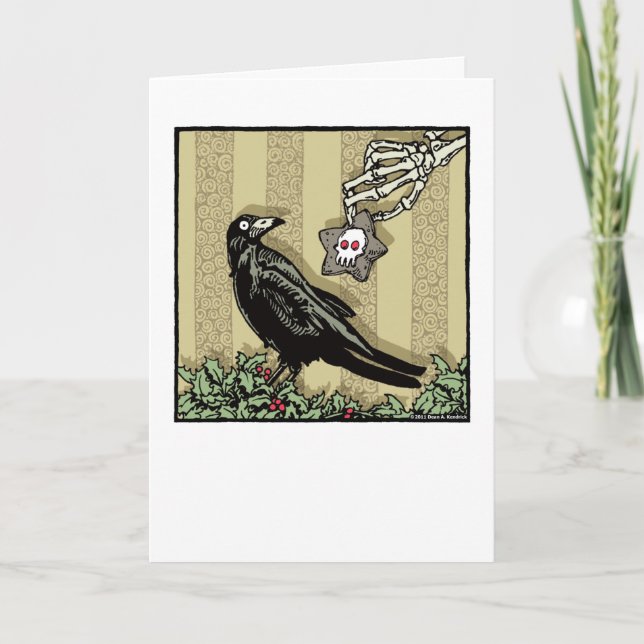 Cartes Pour Fêtes Annuelles Corbeau et Cookie - Intérieur Vide Pop Goth (Devant)