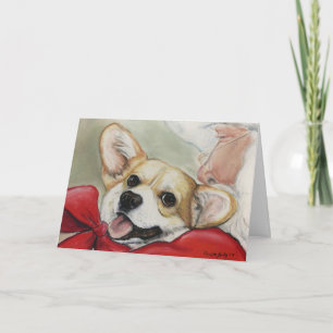 Cartes Pour Fêtes Annuelles Corgi and Santa Christmas Greeting Card