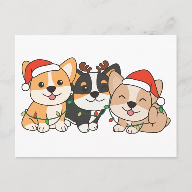 Cartes Pour Fêtes Annuelles Corgi Christmas Animals Chiens mignons (Devant)