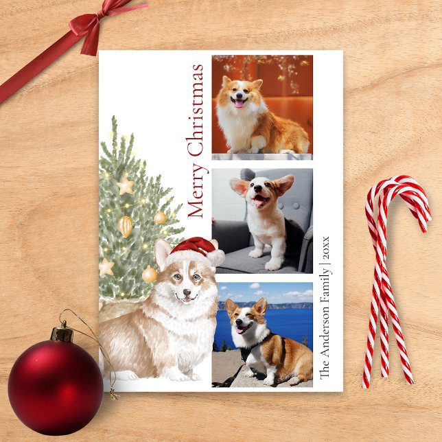 Cartes Pour Fêtes Annuelles Corgi Christmas Tree Pet Dog Photo (Créateur téléchargé)