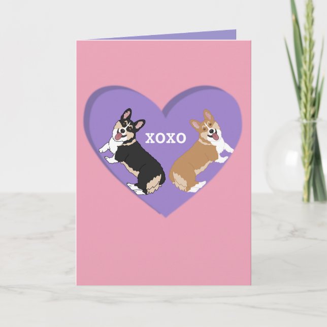 Cartes Pour Fêtes Annuelles Corgi de la Saint-Valentin XOXO  (Devant)