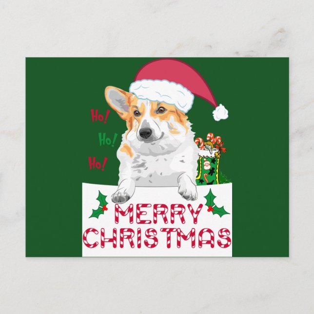 Cartes Pour Fêtes Annuelles Corgi de Noël (Devant)