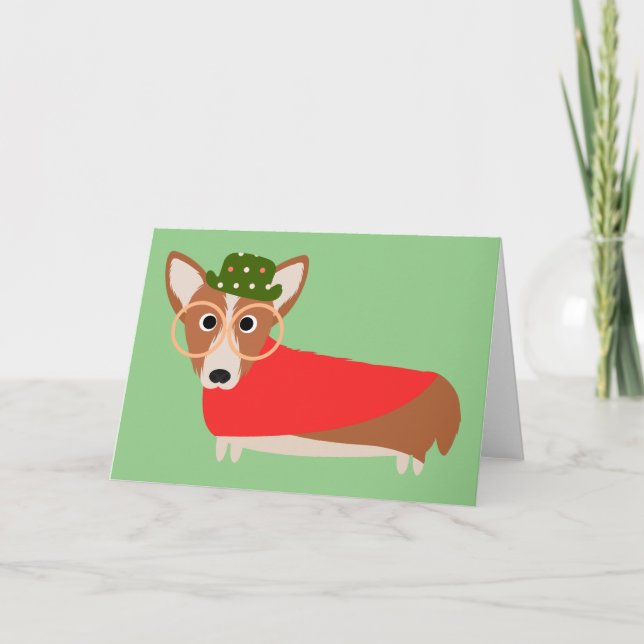 Cartes Pour Fêtes Annuelles Corgi de Noël (Devant)