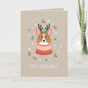 Cartes Pour Fêtes Annuelles Corgi de Noël Cozy