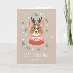 Cartes Pour Fêtes Annuelles Corgi de Noël Cozy