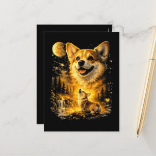Cartes Pour Fêtes Annuelles Corgi drôle hurlant à la Lune